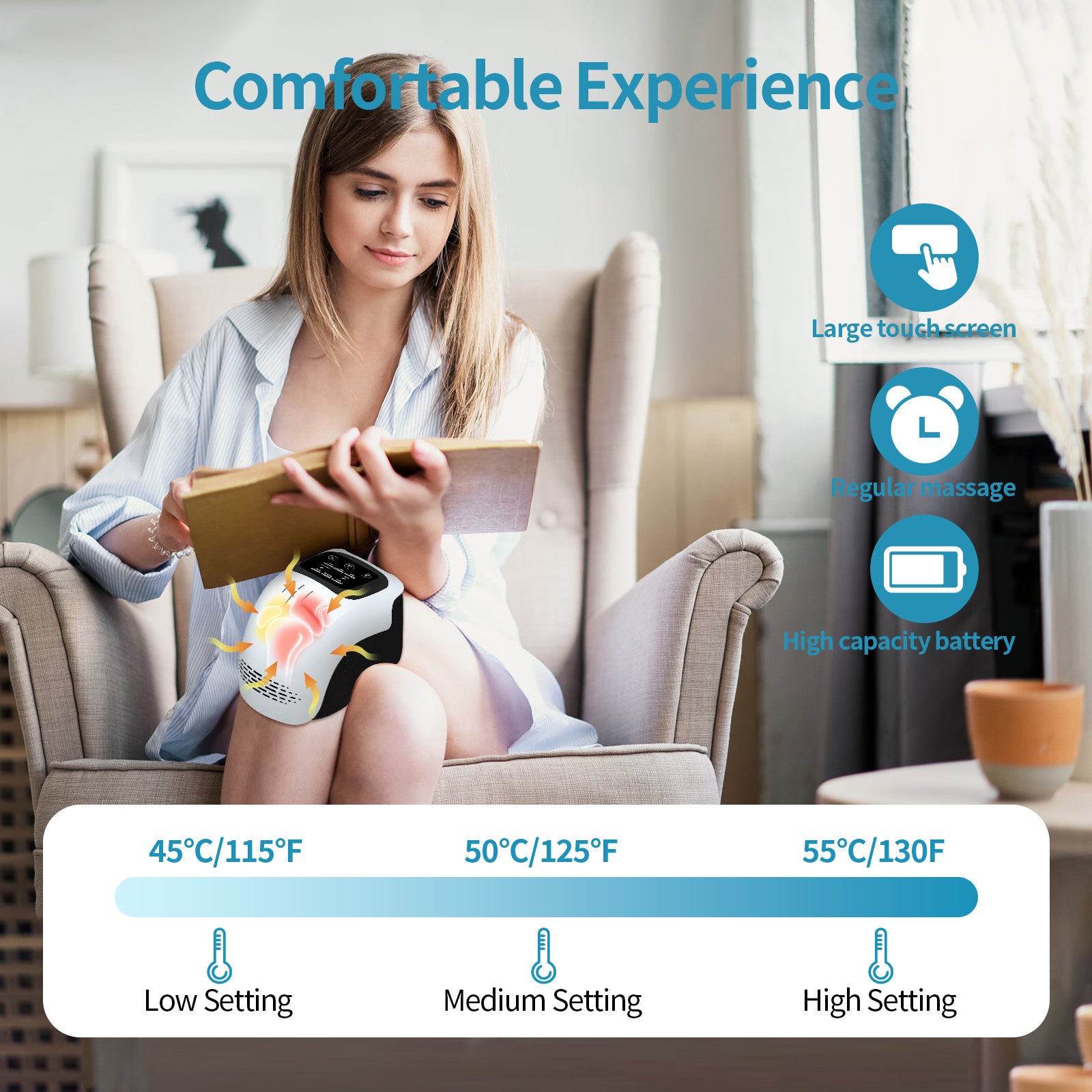 KneeRelief Pro™ – Smart Infrared Heated Knee Massager